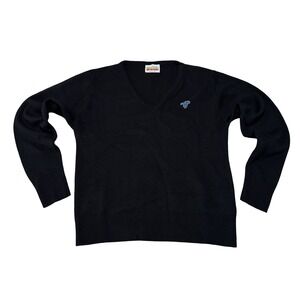 Vintage Wrangler Women's V Neck Sweatshirt Black USA Made Slim Large 18 x 22.5